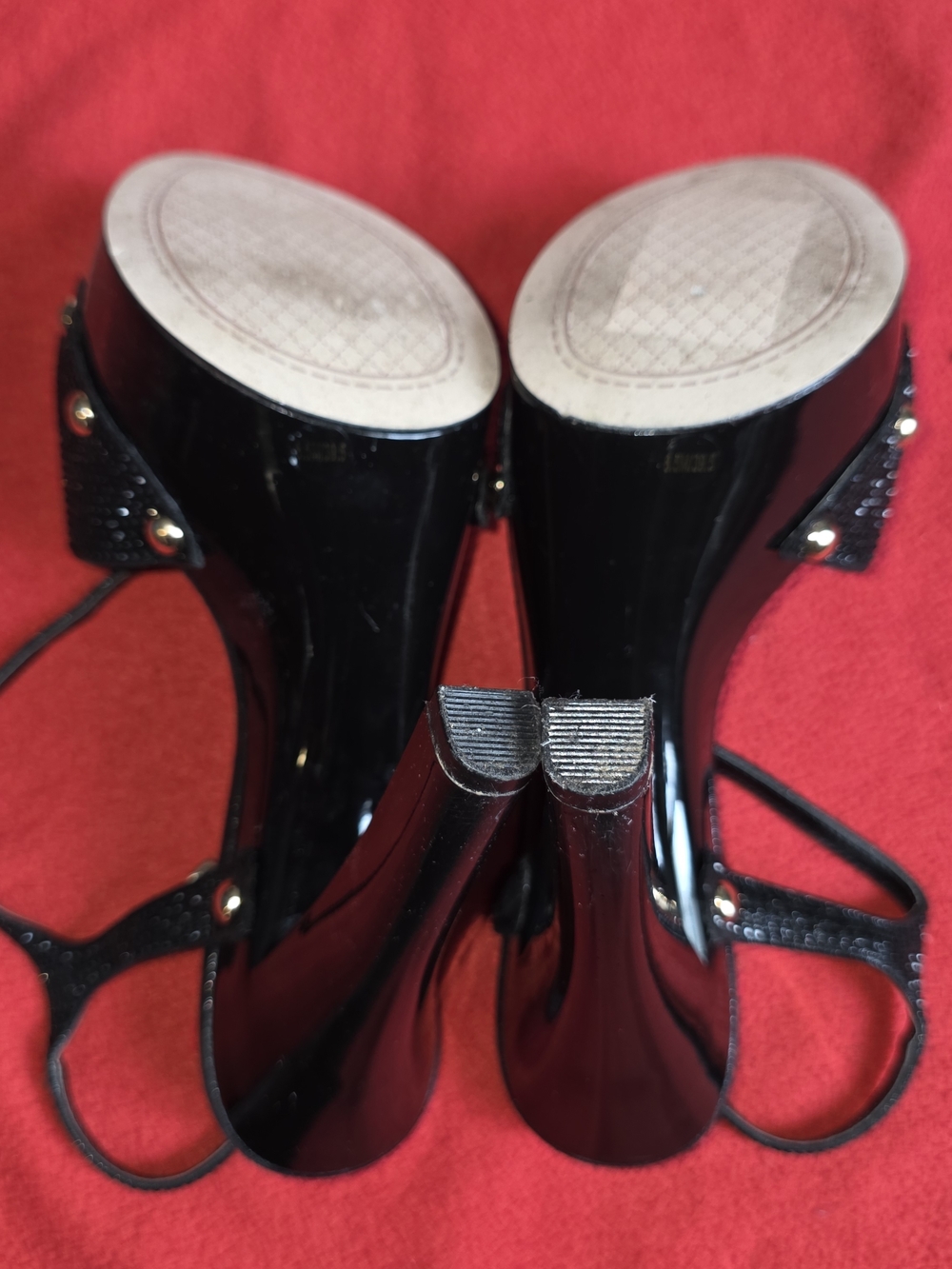 Jessica Simpson Black Patent Platform Heels with Ankle Straps
